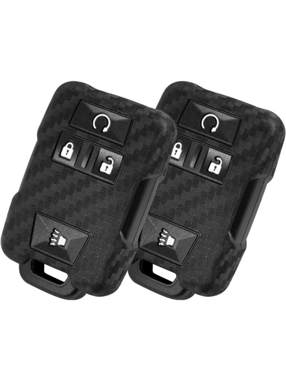 2 Pcs Carbon Fiber Key Fob Case Cover - Silicone, 4 Button, Compatible with